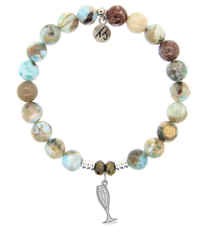 Stone Bracelet with Cheers Sterling Silver Charm