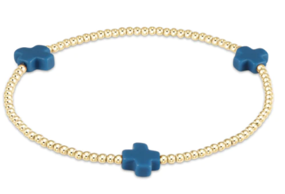 Signature Cross Gold Pattern 2mm Bead Bracelet