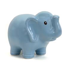 Blue Stitched Elephant Piggy Bank