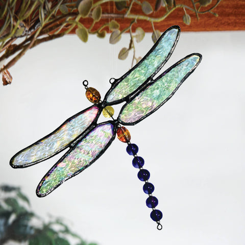 Stained Glass Dragonfly Suncatcher Ornament