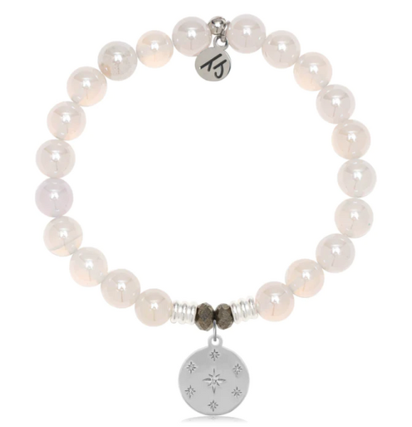 Stone Bracelet with Prayer Sterling Silver Charm