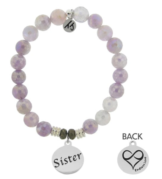 Endless Love Stone Bracelet with Sister Sterling Silver Charm